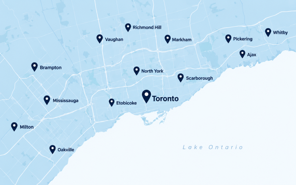 ClarePoint Facility Services coverage map showing Toronto and GTA service areas